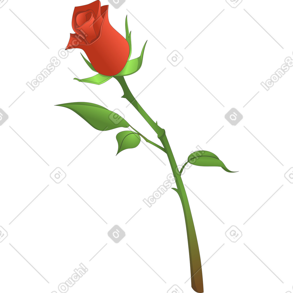 Illustration Rose simple dans le style Kit à télécharger aux formats PNG, SVG