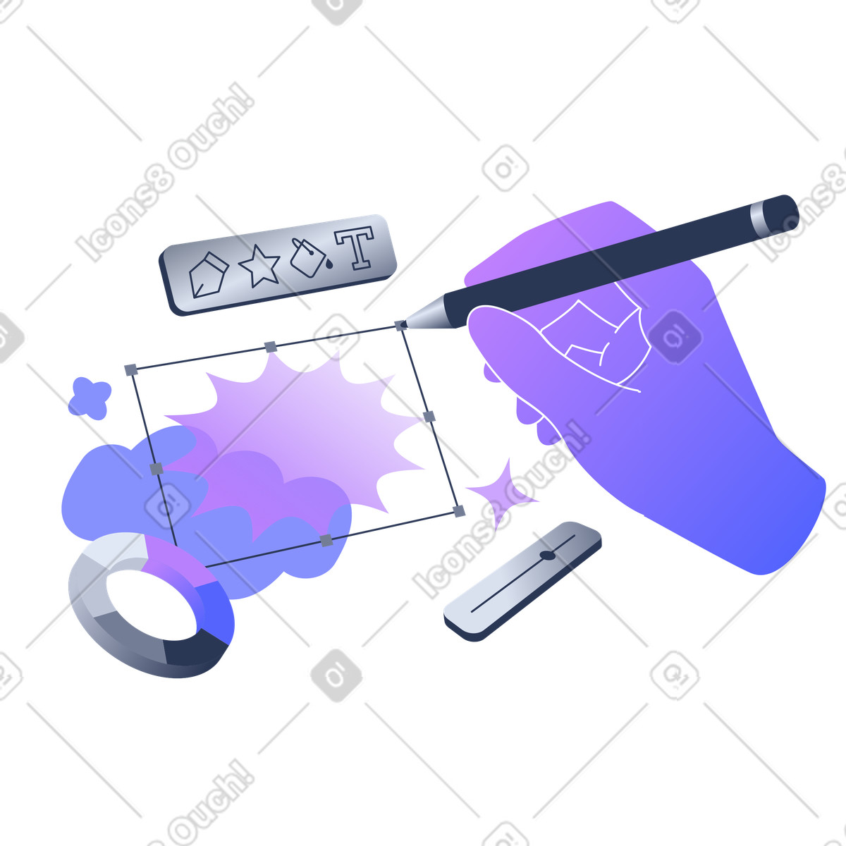 Progettazione grafica con strumenti grafici illustrazione animata in stile Lucent scaricabile in GIF, Lottie (JSON), AE