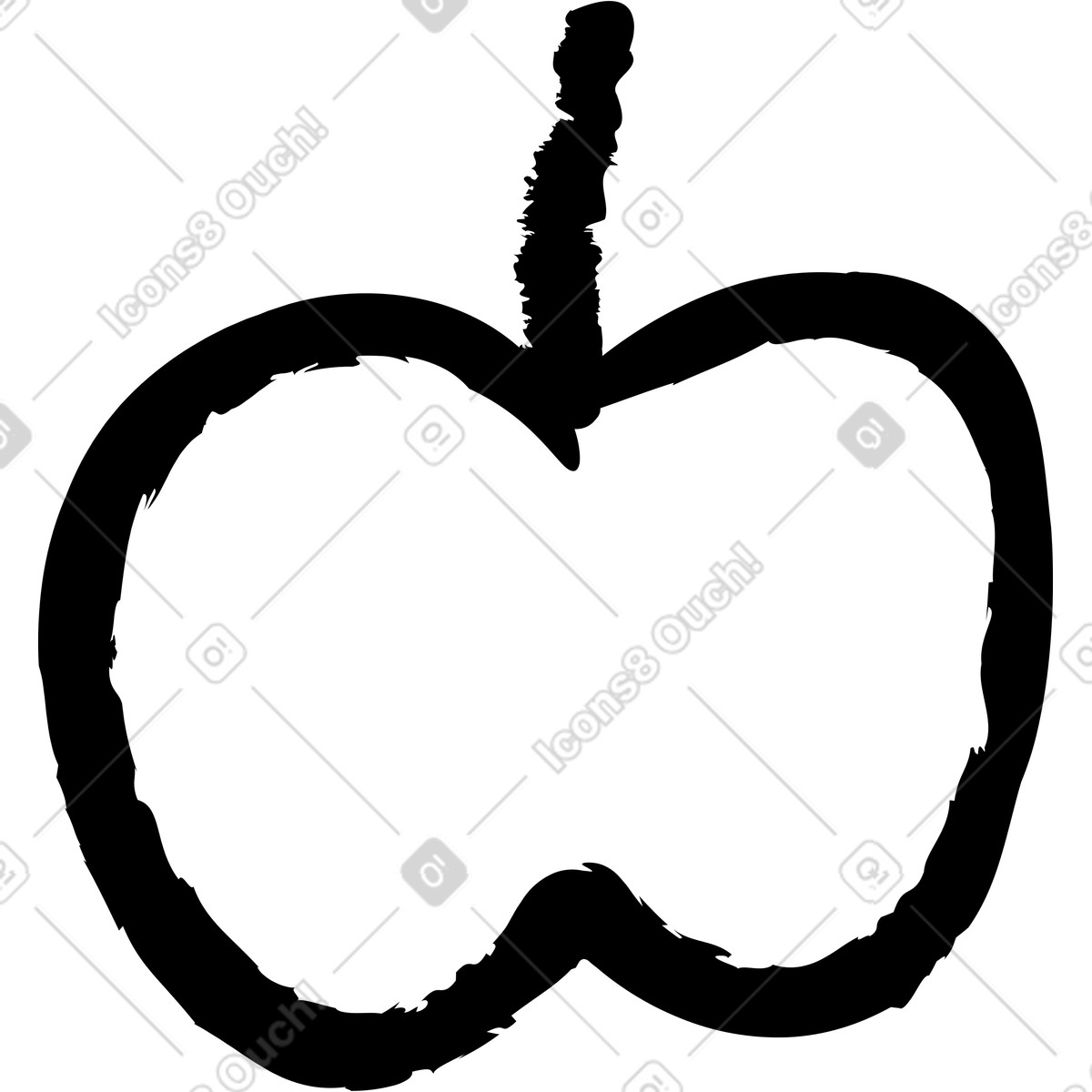 Charcoal apple illustration in Twirl style download in PNG, SVG