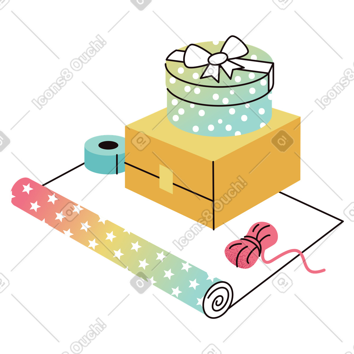 Gift wrapping and gifting options illustration in Delight style download in PNG, SVG