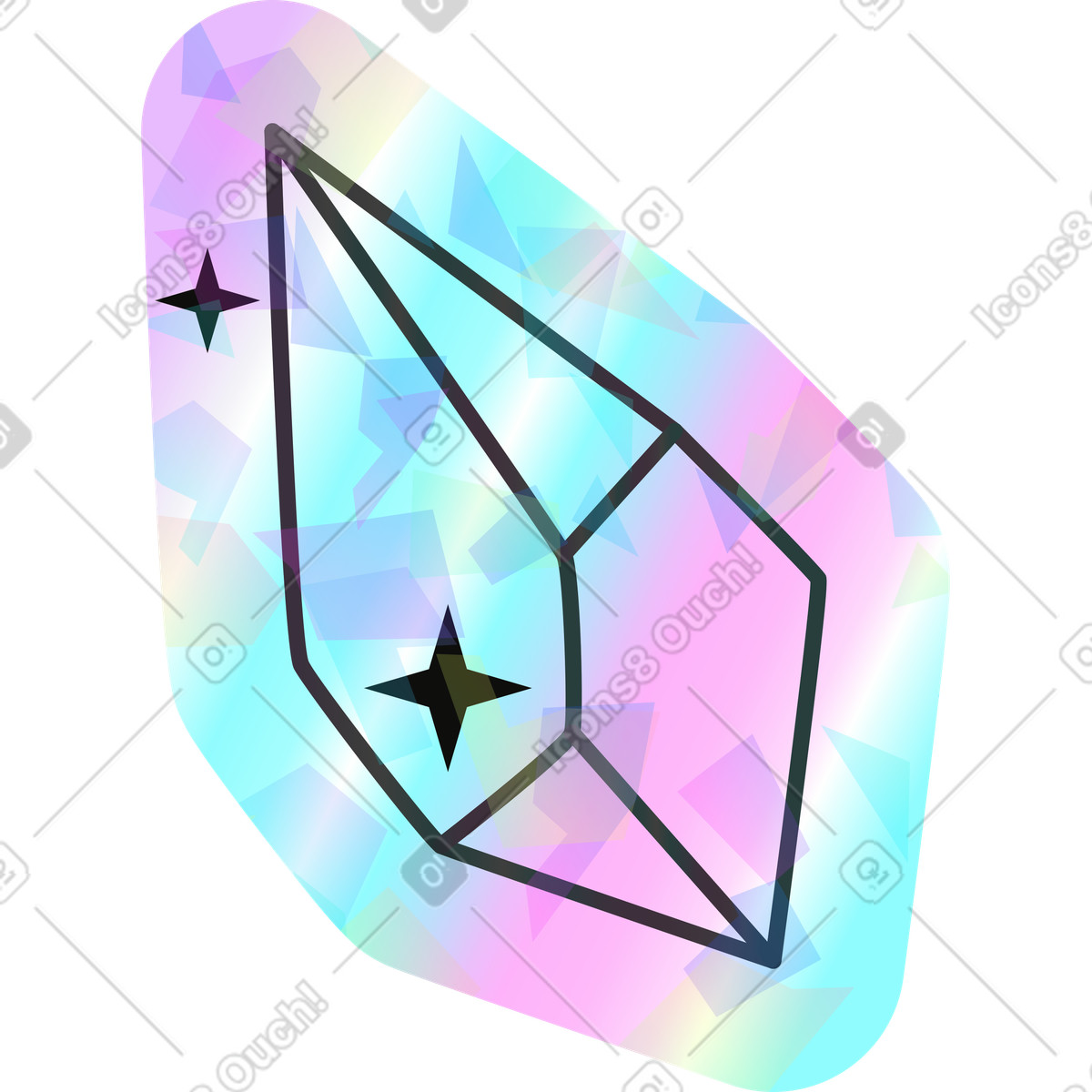 Glas-Illustration im Holostickers-Stil als Download in PNG, SVG