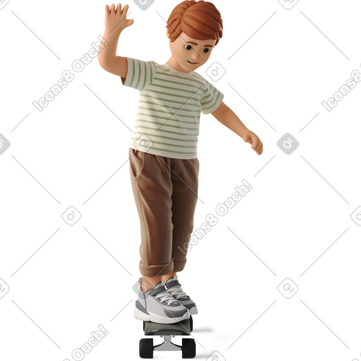 Boy riding a skateboard illustrazione in stile 3D Business scarica in PNG, SVG