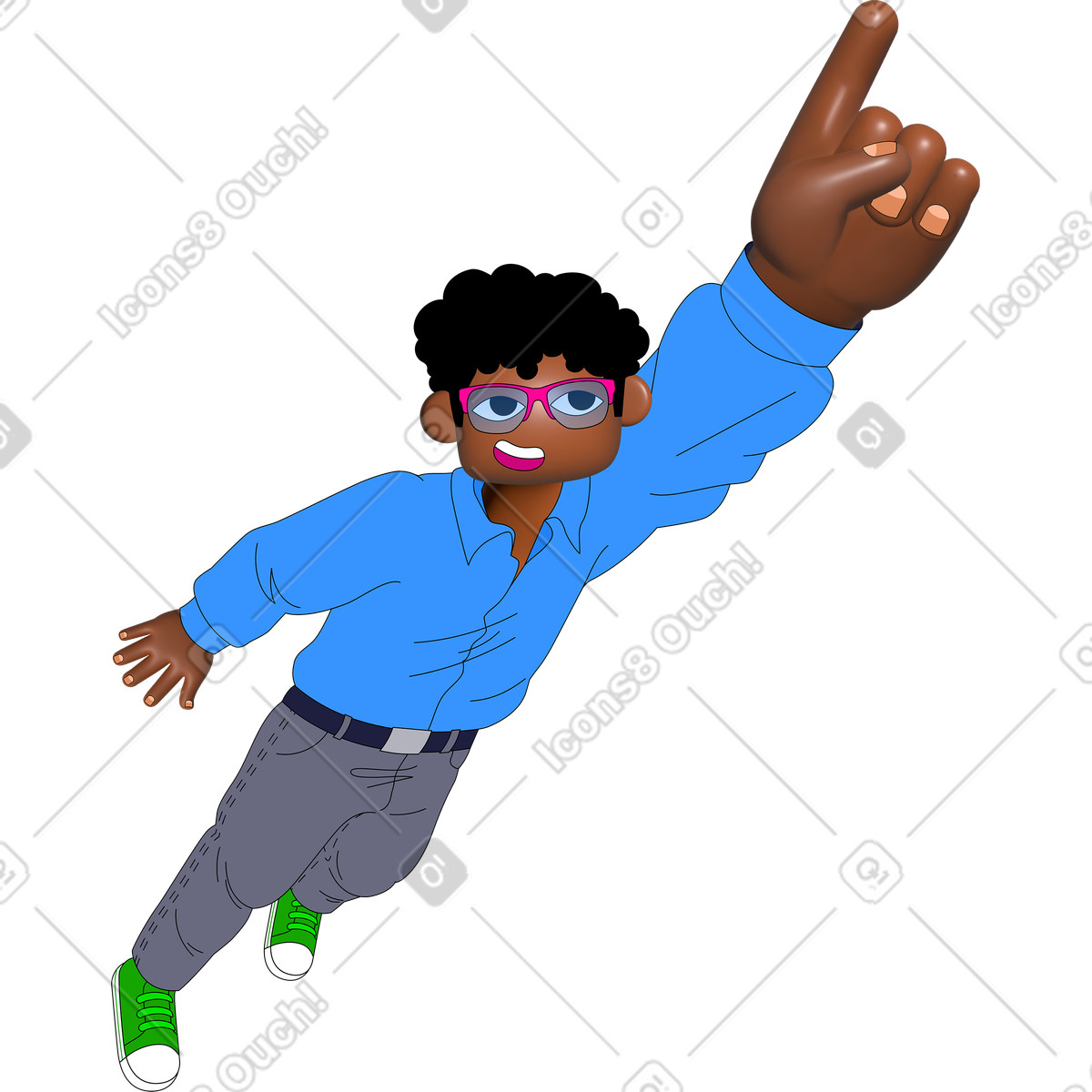 Illustration Young man pointing at something dans le style Pop à télécharger aux formats PNG, SVG