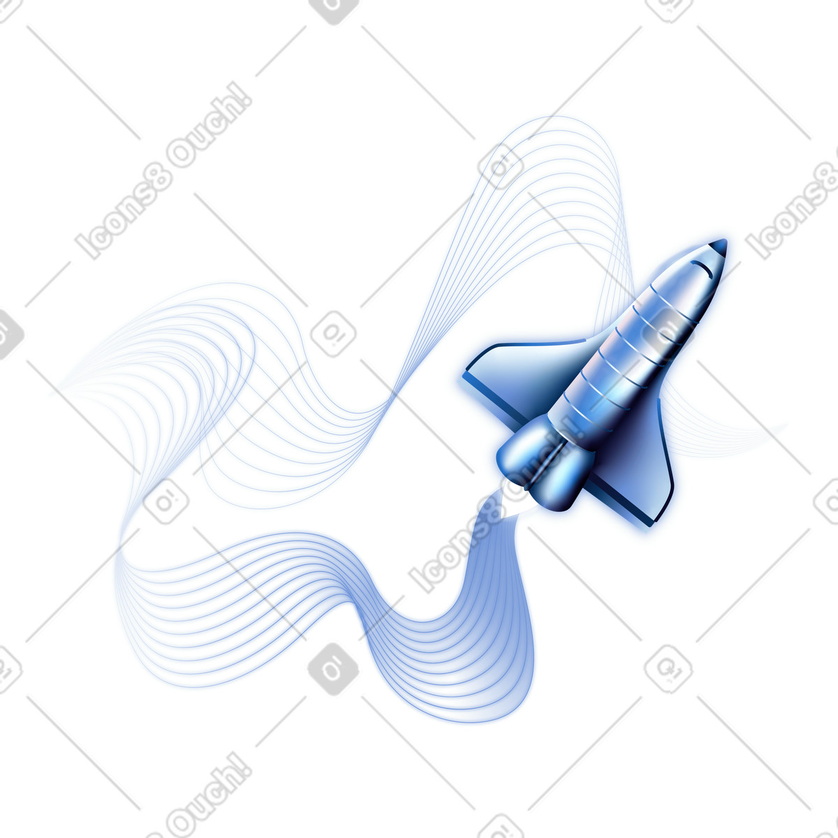 Rocket with wave trail, Startup launch, Growth acceleration illustration in Dimension style download in PNG, SVG