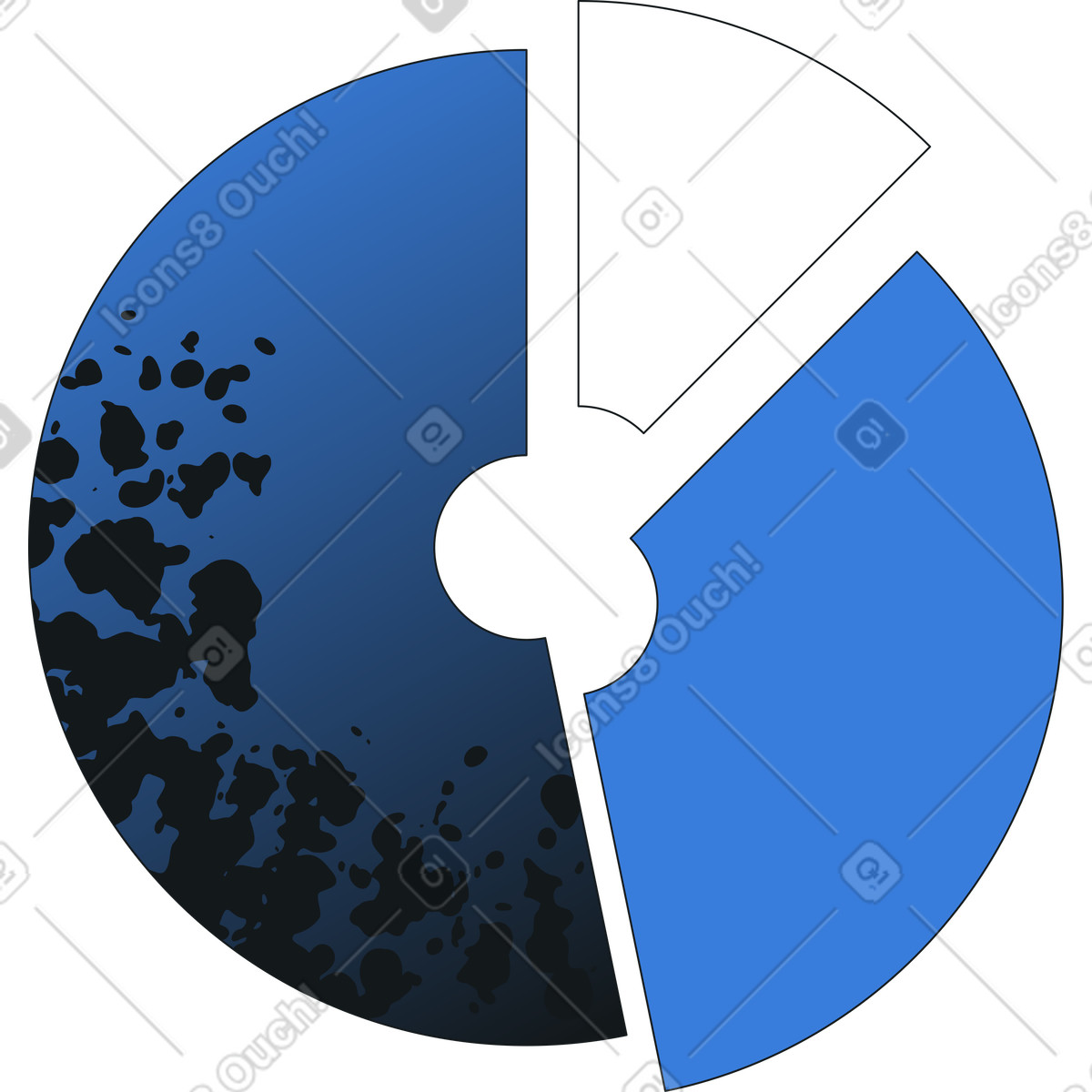 Pie chart with texture illustration in PNG, SVG
