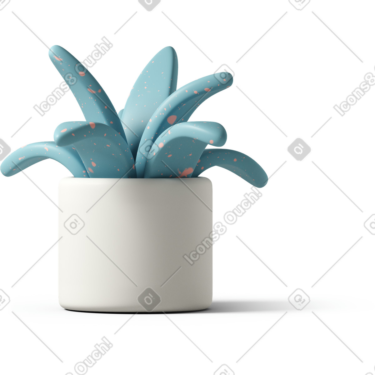 3D Casual life 스타일의 Spotted blue succulent in white pot 일러스트레이션 PNG, SVG 다운로드