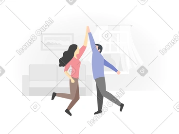 Man and woman giving each other a high five PNG, SVG