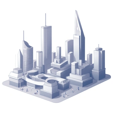 A futuristic cityscape filled with towering structures symbolizing various components of the immune system. These buildings have unique architectural designs, each representing a specific element like antibodies, white blood cells, and lymph nodes. The skyline features sleek, angular forms with glass facades, reflecting the high-tech atmosphere. A large central building mimics the shape of a thymus gland, while smaller structures resemble lymphatic vessels branching out. In the foreground, intricate pathways connect the buildings, with people walking and interacting, illustrating the dynamic functions of the immune system in this vibrant urban environment.