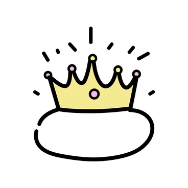 A golden crown with intricate designs and jewel embellishments resting on a soft, white pillow. The crown's polished surface reflects the light, showcasing its opulence. Surrounding the crown, multiple radiant beams of light radiate outward, highlighting its features and creating a striking visual contrast with the pillow beneath it.