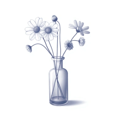 A clear glass vase sits on a plain surface, empty except for a small assortment of dried, wilting flowers. The flowers display a range of textures, with fragile petals and brittle stems, conveying a sense of age. Some flowers are leaning at various angles, while others are resting limply against the sides of the vase. The vase itself is cylindrical in shape, with a smooth surface that reflects faint light. The overall composition suggests a quiet moment, emphasizing the delicate beauty of the dying blooms.