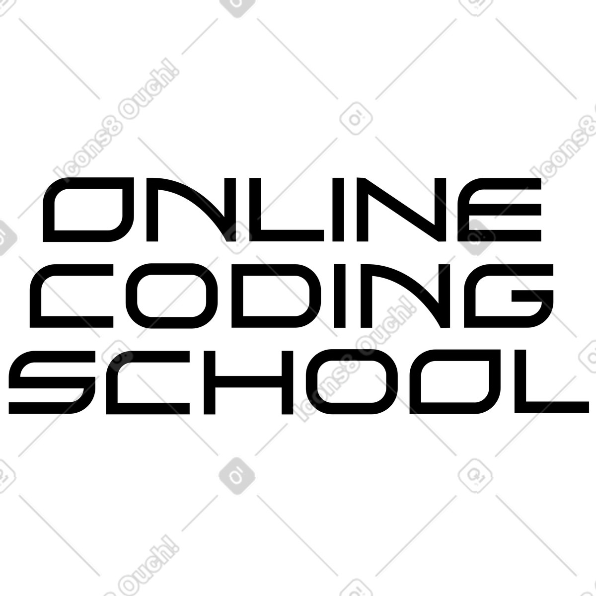 Lettering online coding school text illustration in Typography style download in PNG, SVG