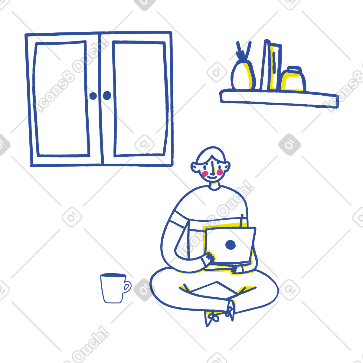Иллюстрация Remote work from home setup, office productivity в стиле Lime — скачать в форматах PNG, SVG