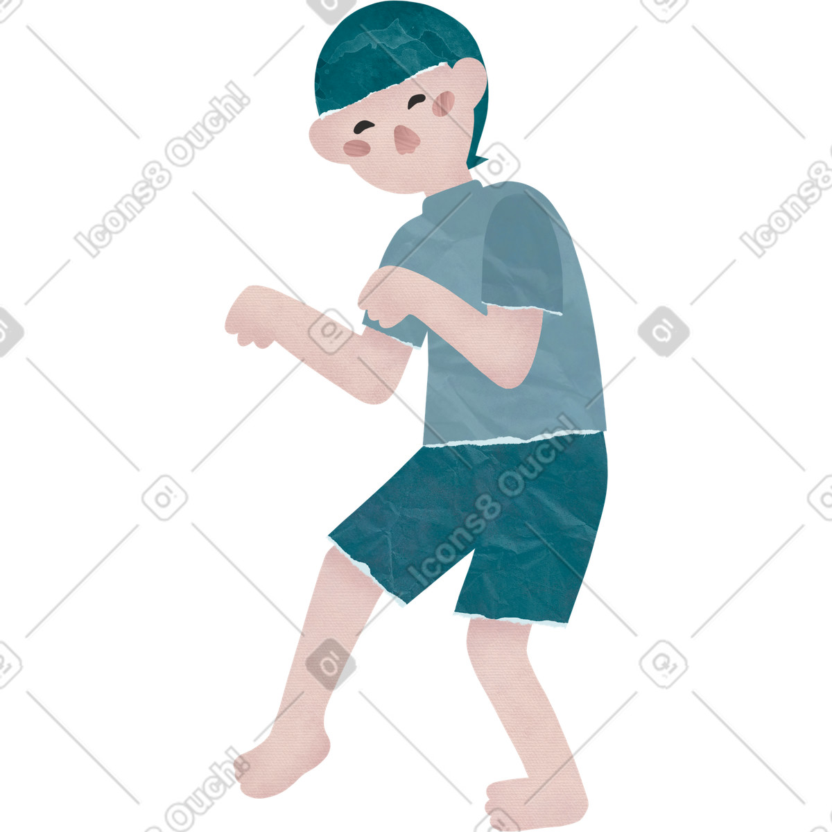 下载 Papery 风格的 男孩 插画，支持 PNG、SVG 格式