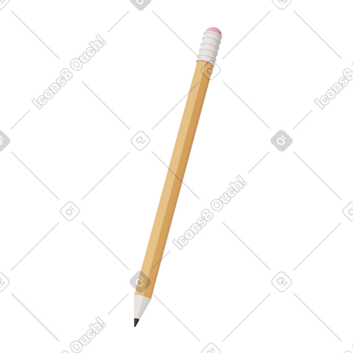 Yellow pencil illustration in 3D Casual life style download in PNG, SVG