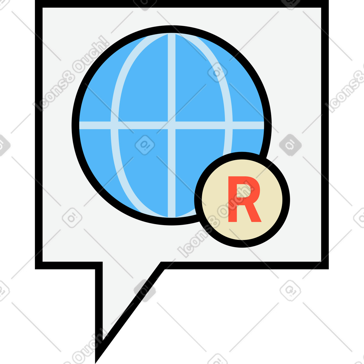 Speech bubble with roaming icon-Illustration im Kindy-Stil als Download in PNG, SVG