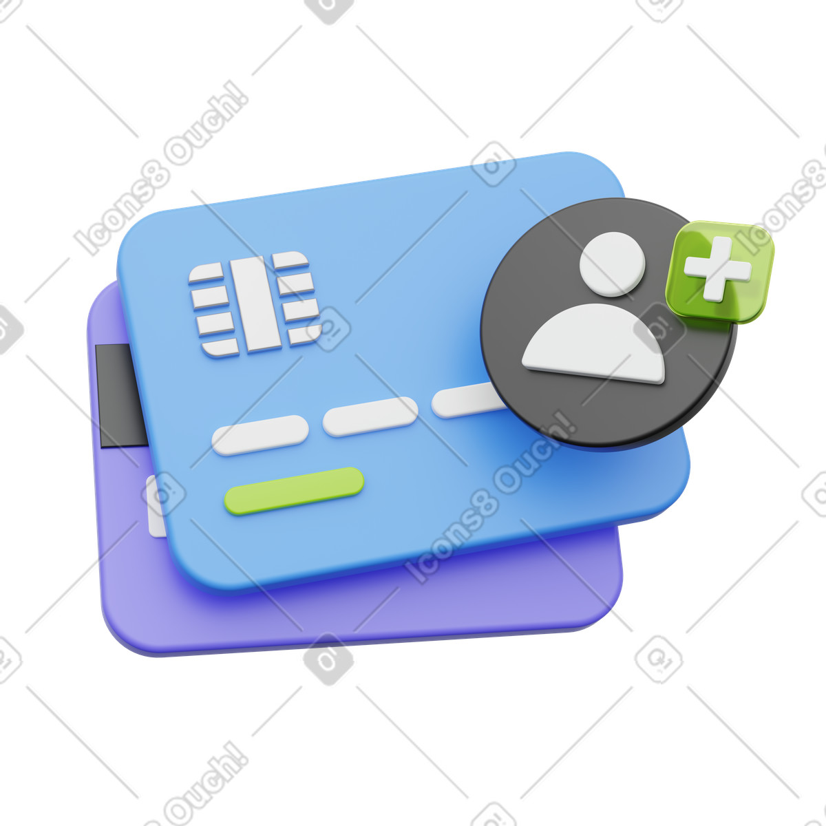 Credit cards with user icon, Account creation, Online banking illustration in PNG, SVG