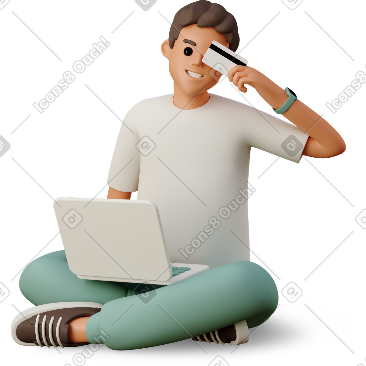 Guy shopping online illustration man clipart vector graphics PNG SVG