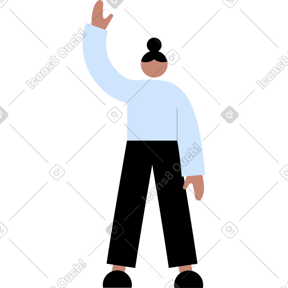 Junge frau hebt ihre hand animierte Illustration im Tiny-Stil als Download in GIF, Lottie (JSON), AE