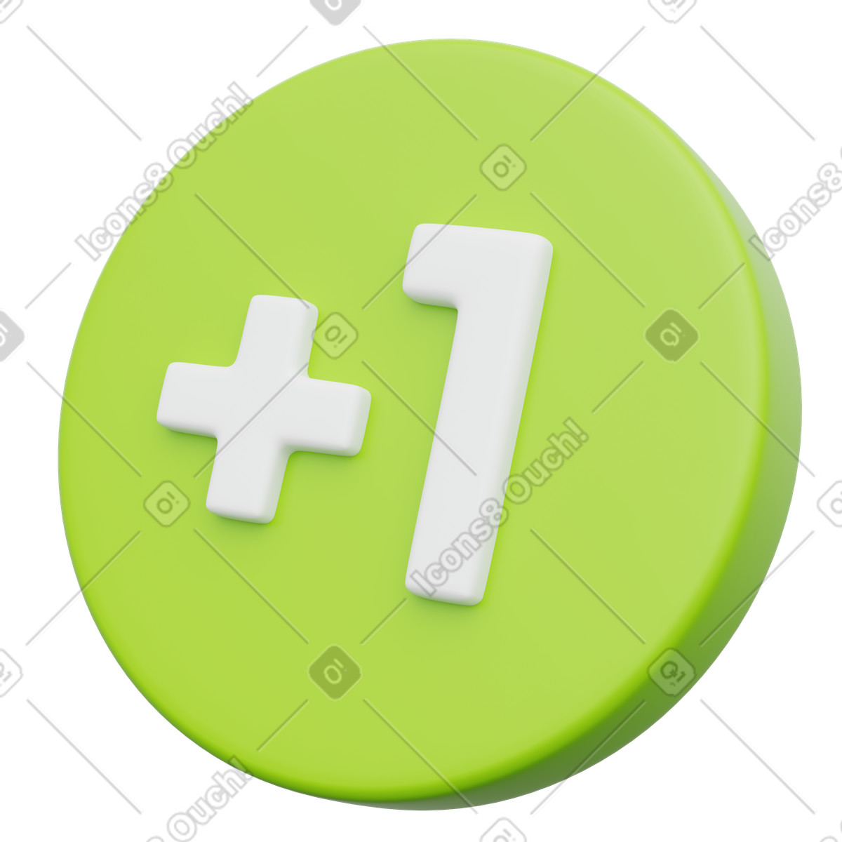 Green user engagement increase with plus one icon illustration in 3D Playful style download in PNG, SVG