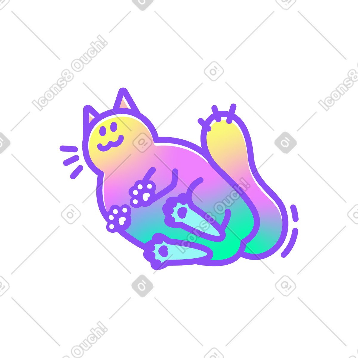 Gatto seduto illustrazione in stile Holographic scarica in PNG, SVG
