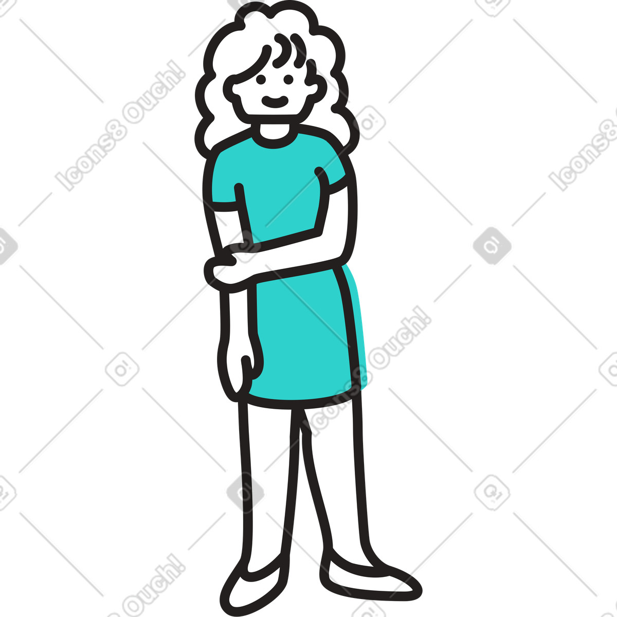 Ilustración Mujer de pie en estilo Little a descargar en PNG y SVG