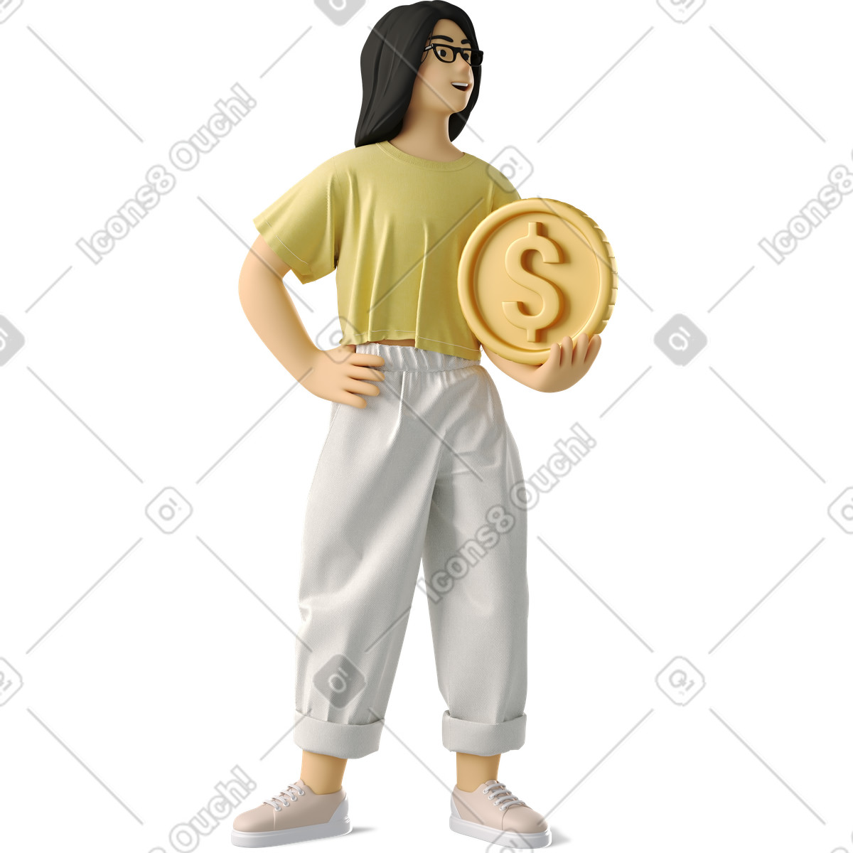 Illustration Avoir confiance en son argent, ses finances personnelles et épargne dans le style 3D Business à télécharger aux formats PNG, SVG