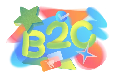 Colorful lettering with shapes and icons - Morphis style illustration