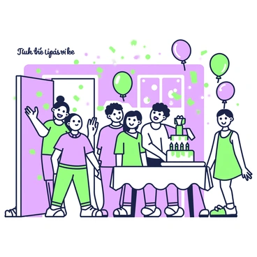 A room full of friends shouting 'Surprise!' as a person enters the door