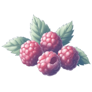 A watercolor painting of raspberries with soft, blending colors