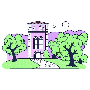 A historic chateau with elegant architecture is situated in the hills of the French Riviera. The chateau has tall windows with ornate frames, and a terracotta roof. Surrounding the chateau, there are lush olive groves with numerous trees laden with silvery-green leaves. In the foreground, a pathway lined with small stones leads up to the entrance of the chateau, while in the background, rolling hills extend under a clear sky. Sunlight casts gentle shadows, highlighting the textures of the stone walls.