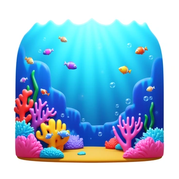 A vibrant underwater scene filled with colorful coral reefs in various shapes and sizes. Numerous tropical fish swim around, showcasing a variety of colors and patterns. Sunlight filters down from the surface, casting delicate rays that illuminate the underwater landscape. Sea plants sway gently with the currents, adding to the richness of the environment. Small bubbles rise from the ocean floor, contributing to the lively atmosphere of this aquatic setting.