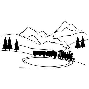 A steam cargo train traveling through a snowy landscape, steam blending with the clouds