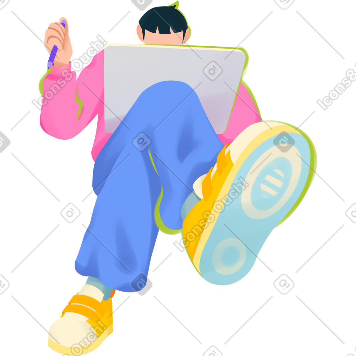 Dynamic スタイルの Man with graphic tablet のイラストをPNG、SVG形式でダウンロード