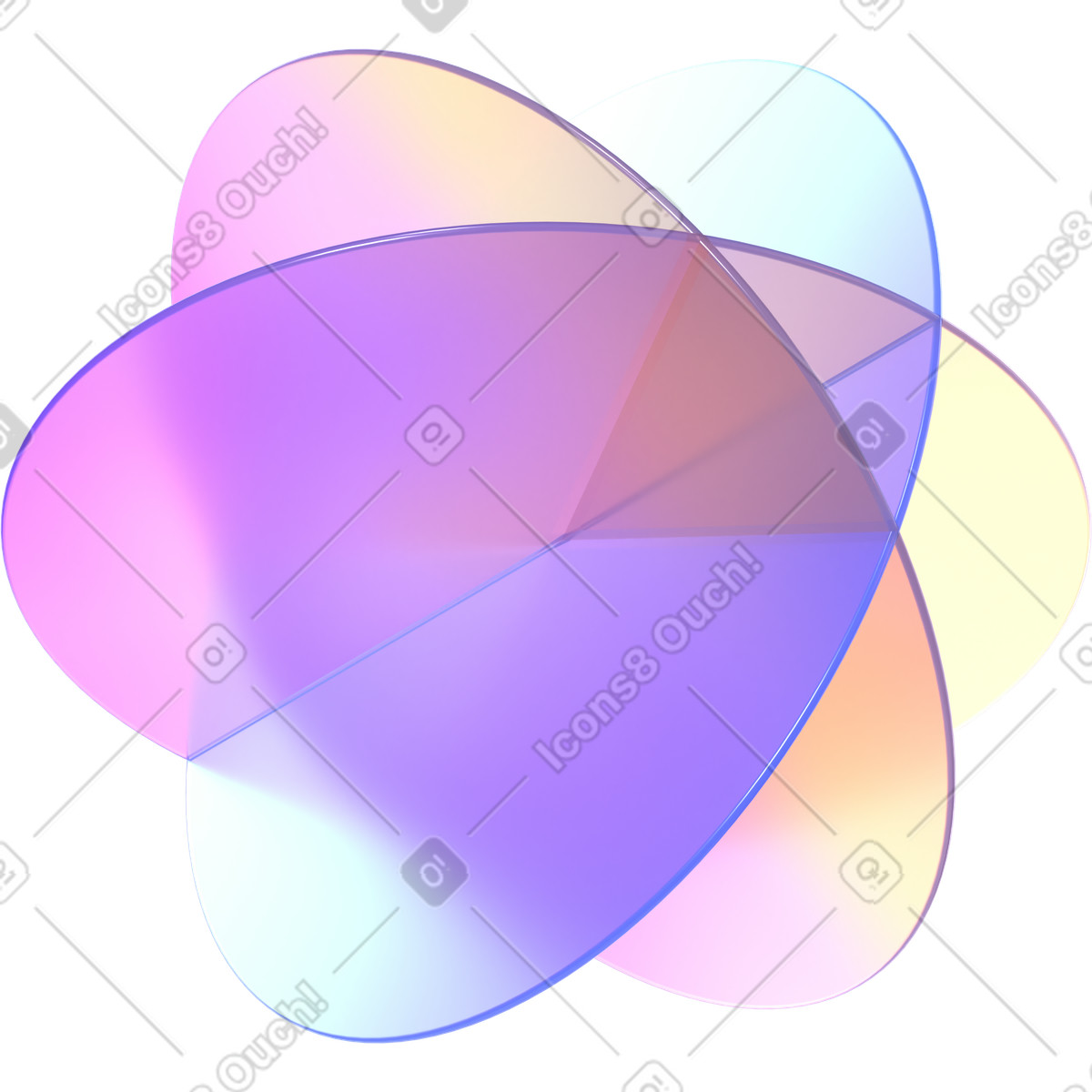 Abstract gradient orbital panels illustration in 3D Glassy style download in PNG, SVG