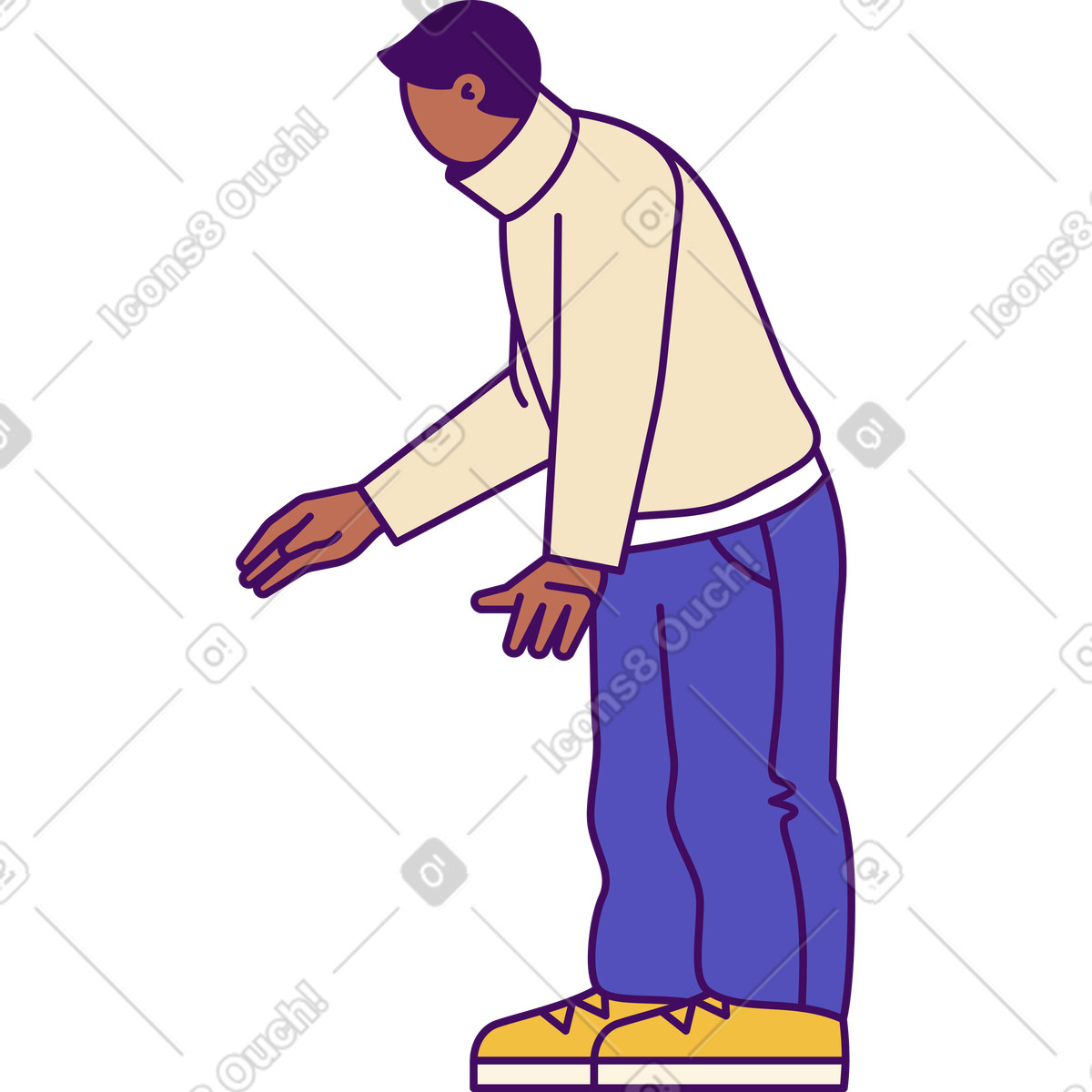 Young man leaning forward illustration in Simplistic style download in PNG, SVG