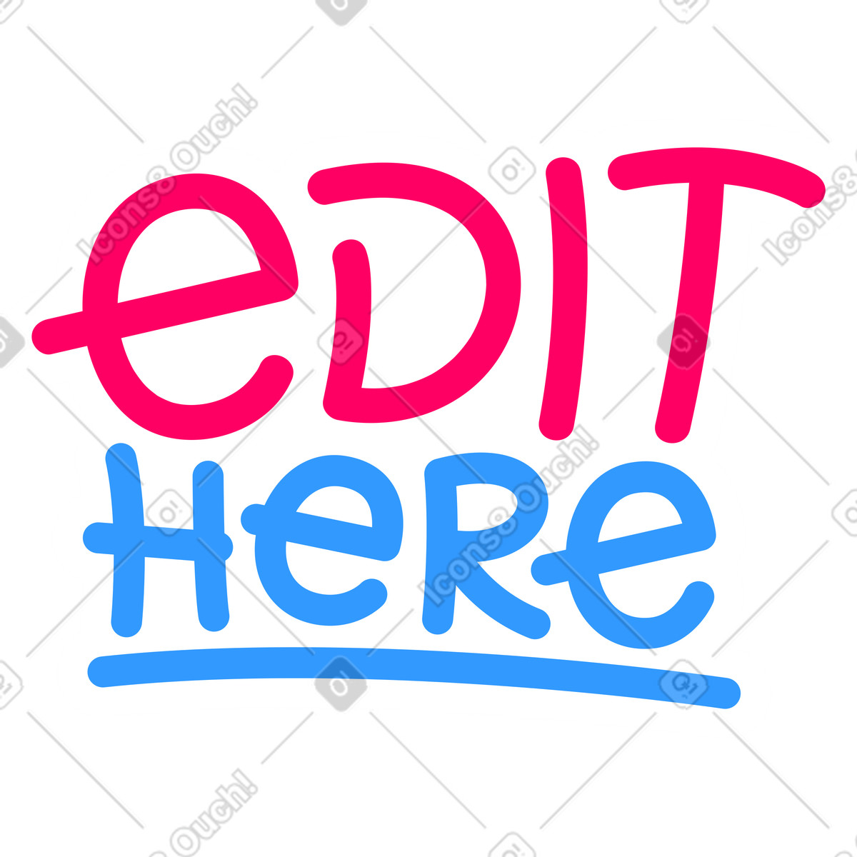 Ilustração animada de Edição letras aqui em no estilo Rondy Stickers para baixar em GIF, Lottie (JSON), AE