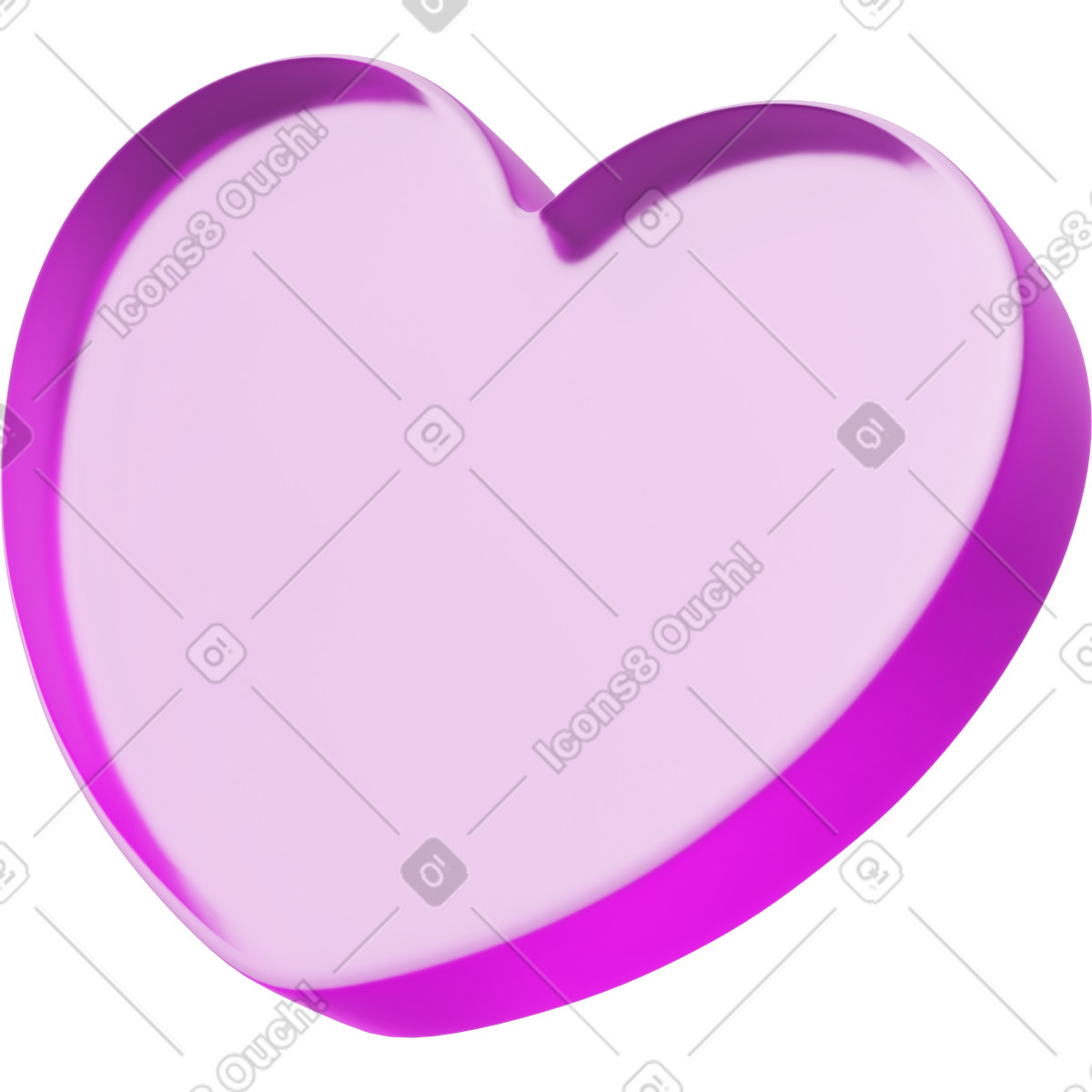Illustration Cœur en verre rose, symbole d'amour translucide, icône de la saint-valentin dans le style 3D Playful à télécharger aux formats PNG, SVG