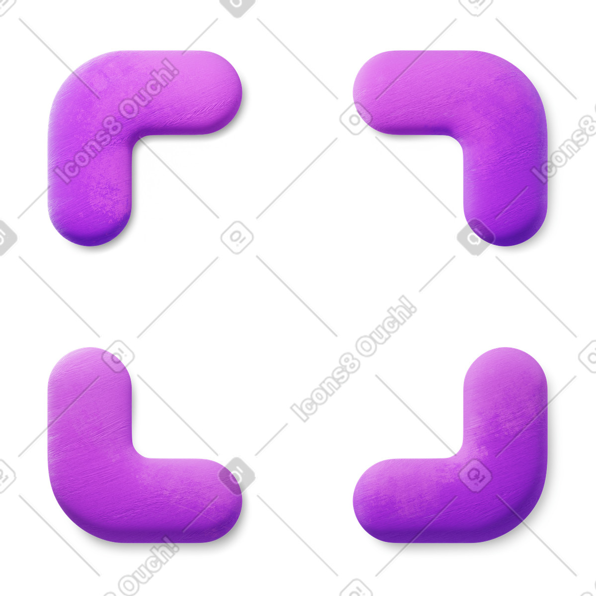 Purple rounded frame shape for camera focus illustrazione in stile 3D Microsoft Fluent illustration scarica in PNG, SVG