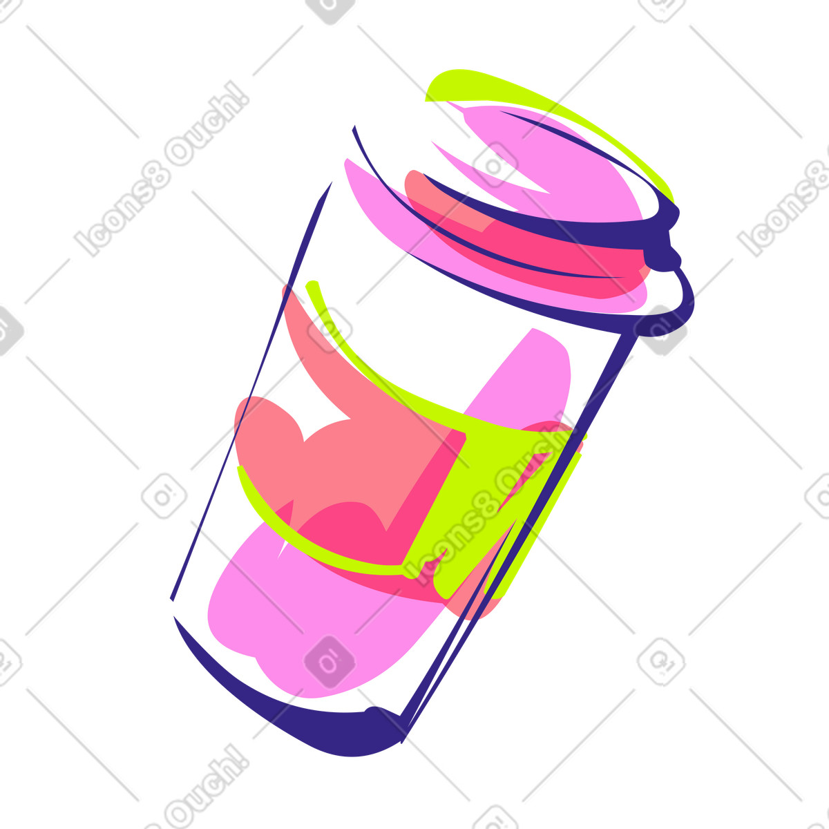 Kaffeetasse aus papier-Illustration im Glam-Stil als Download in PNG, SVG