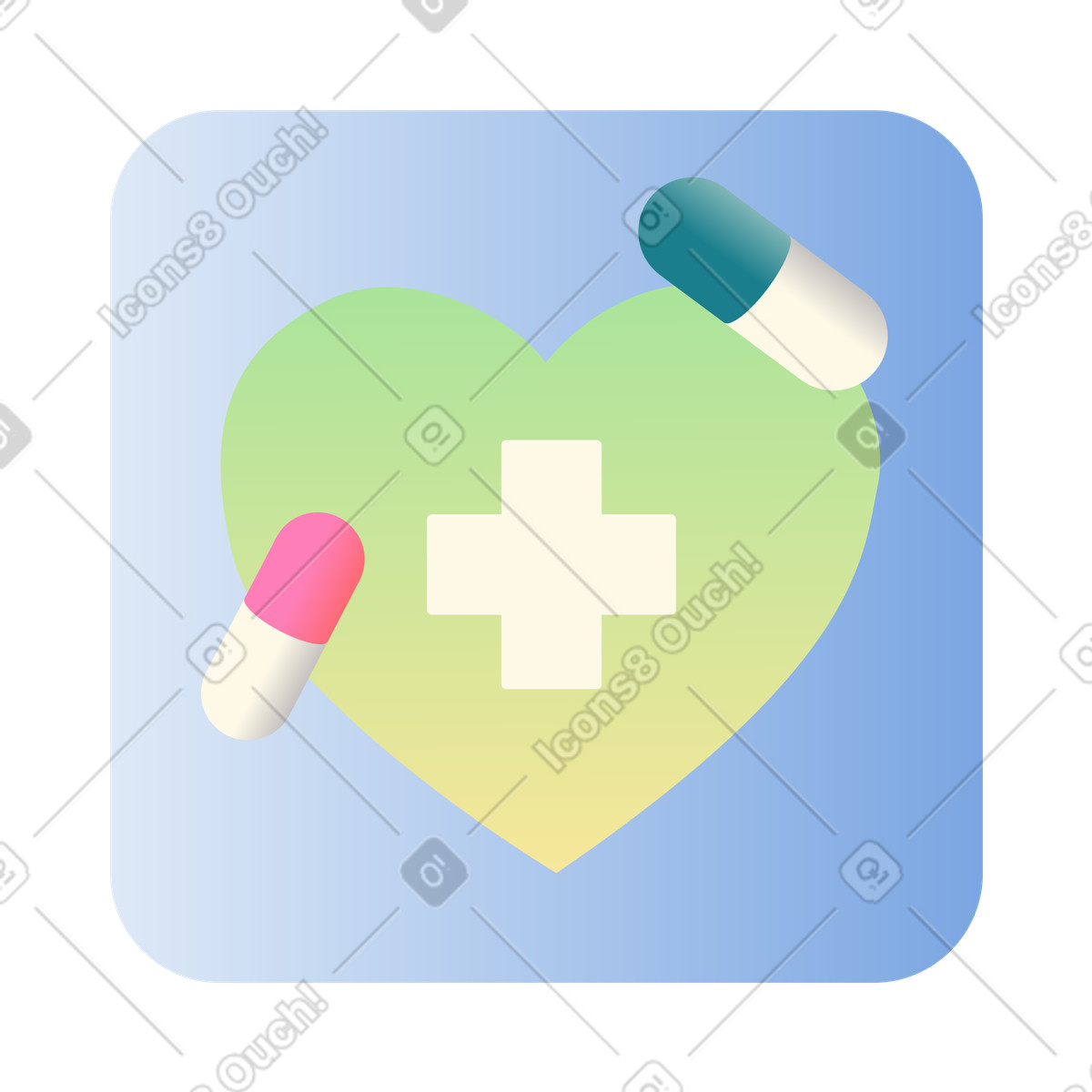 Healthcare icon with pills-Illustration im Beam-Stil als Download in PNG, SVG