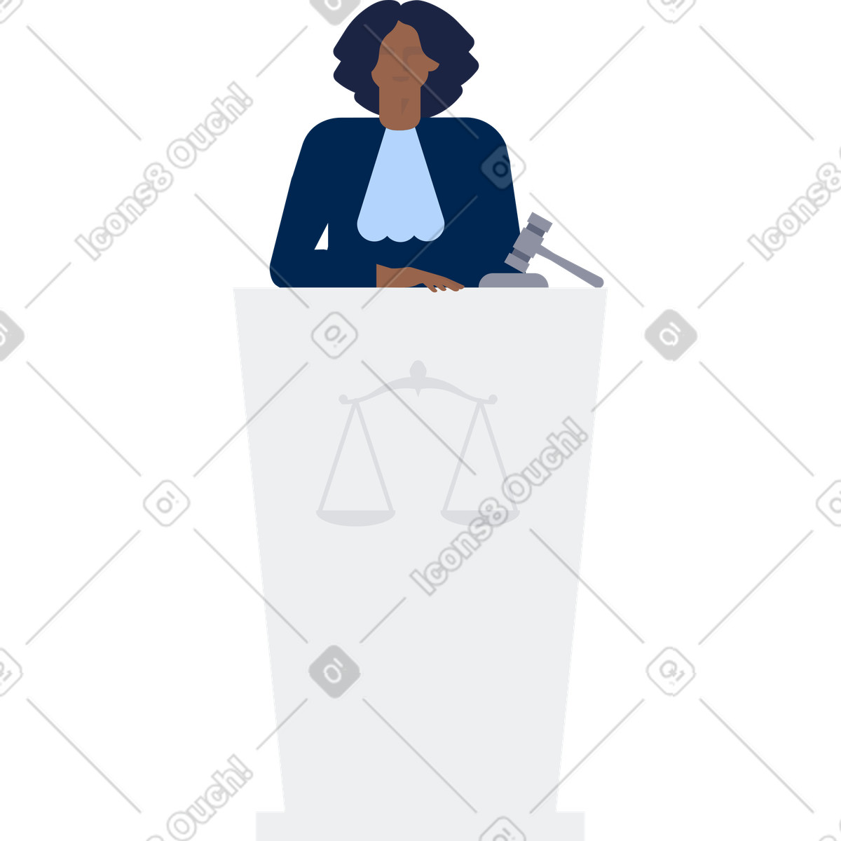 Rappresentante della giustizia sul podio illustrazione in stile Urban scarica in PNG, SVG