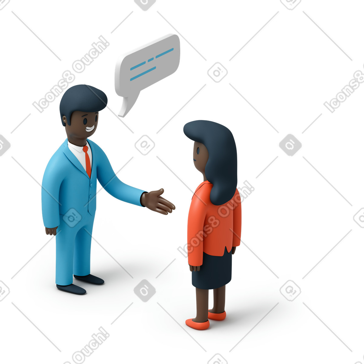 Business man greeting business woman with a handshake illustration in PNG, SVG