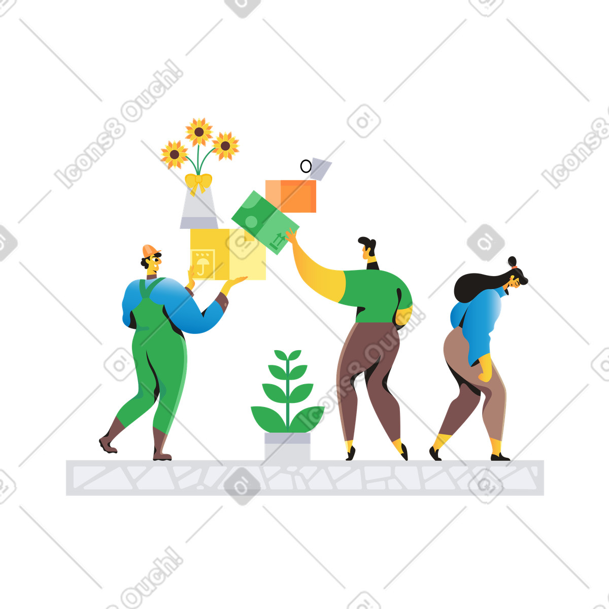 Moving after a breakup, Fatal error concept illustration in Jaconda style download in PNG, SVG