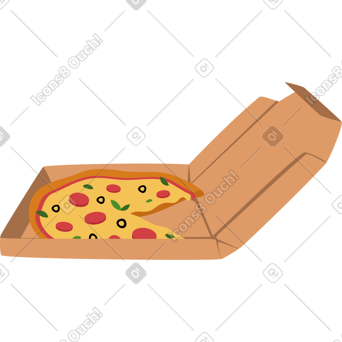 Pizza in scatola illustrazione stile Lagom scarica PNG, SVG