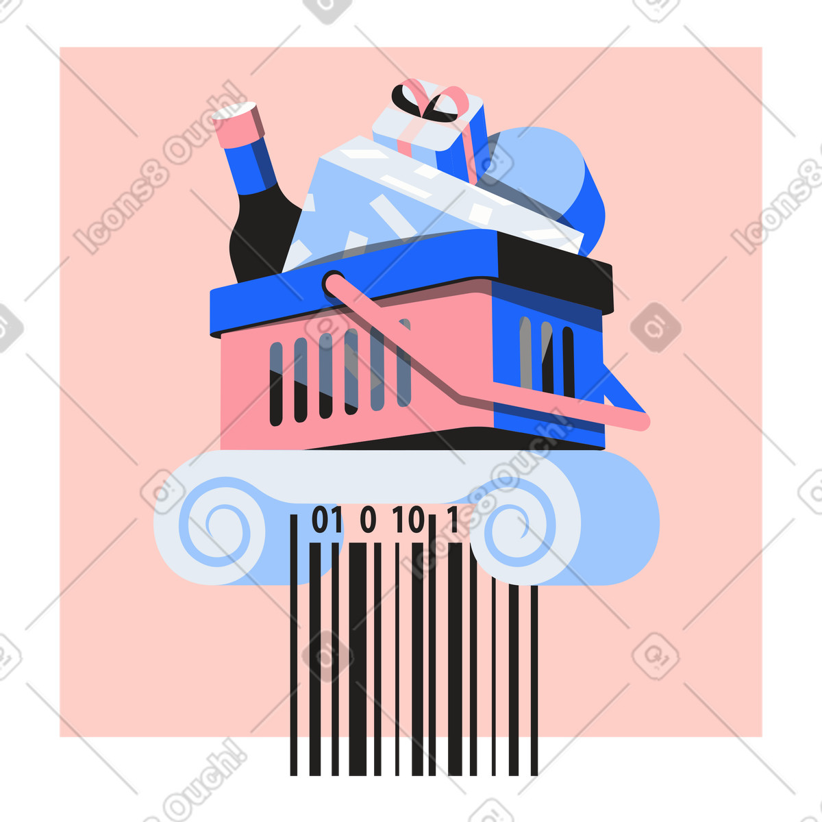 Illustration Faire les courses au supermarché dans le style Editorial à télécharger aux formats PNG, SVG