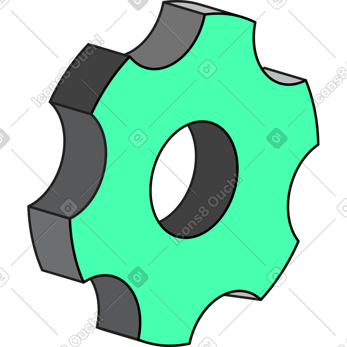 Ilustración Engranaje en estilo Incut a descargar en PNG y SVG