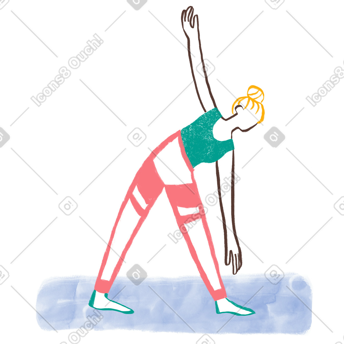 Frau im grünen hemd macht yoga-Illustration Company-Stil als Download in PNG, SVG