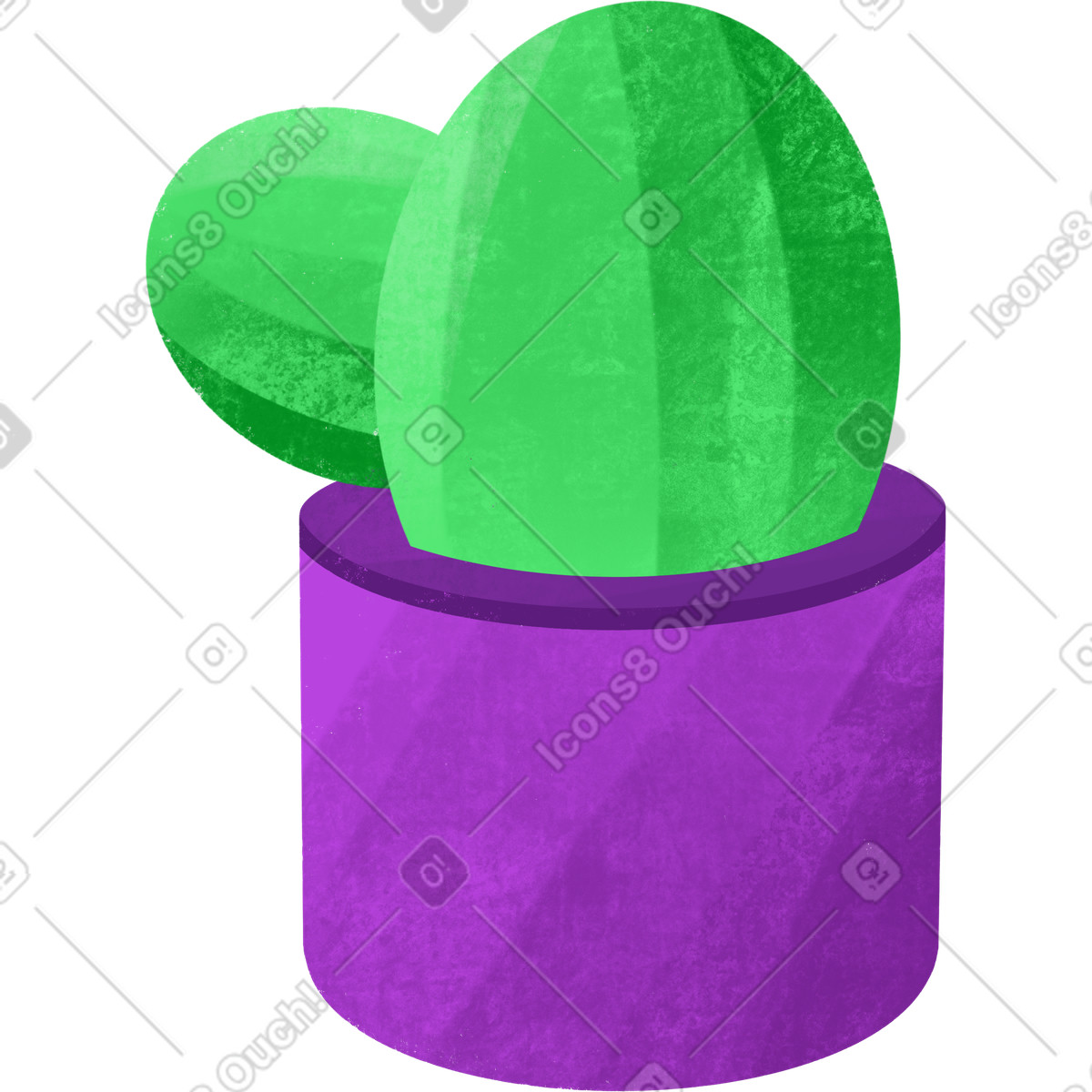 Cactus in a purple pot illustration Bonbon style download PNG, SVG