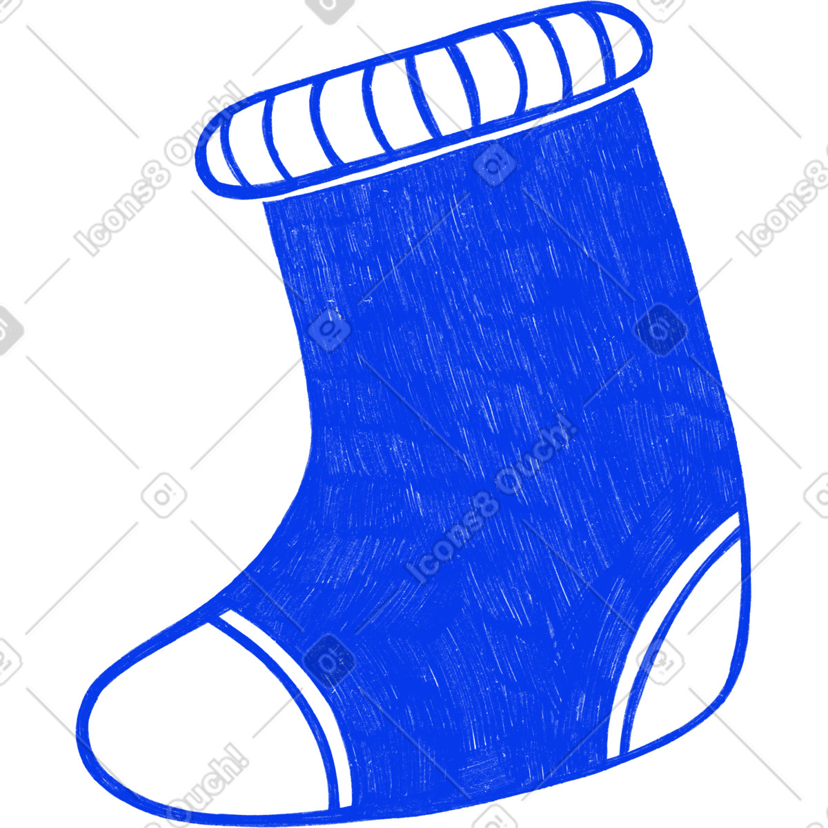 Blue christmas sock illustration in Biro style download in PNG, SVG