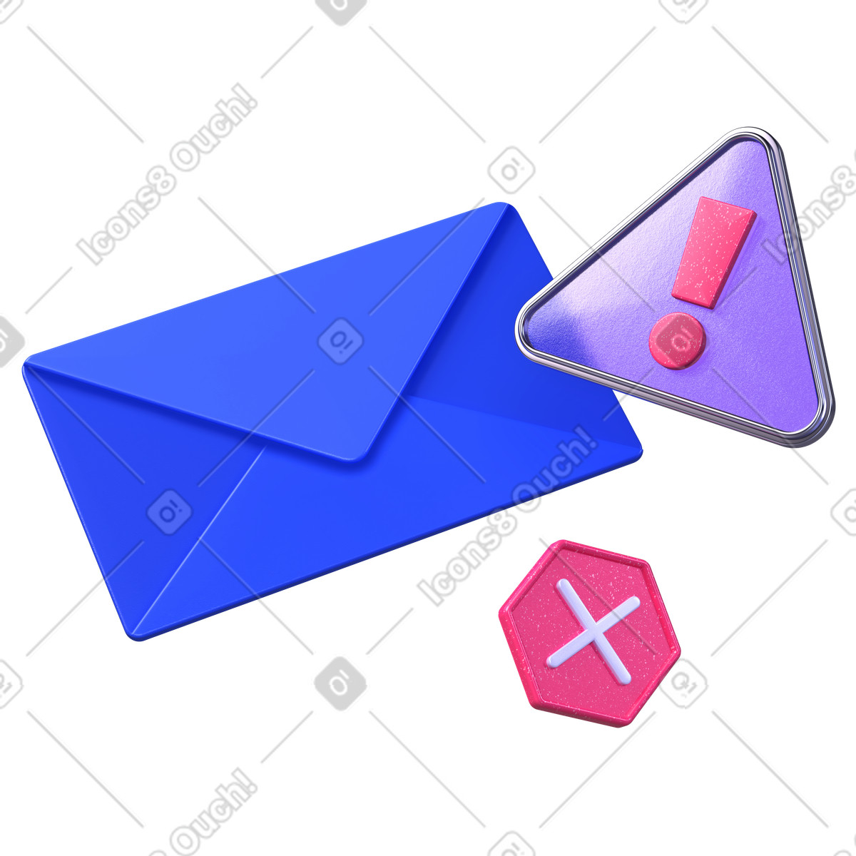 Avviso di posta indesiderata, messaggio bloccato, rilevamento contenuti sospetti illustrazione in stile 3D Boost scarica in PNG, SVG